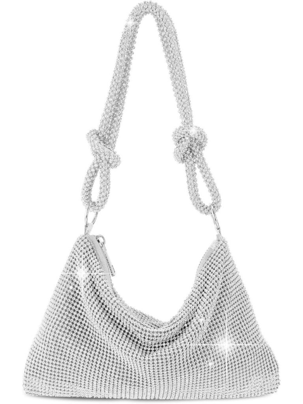 Women's Silver Rhinestone Clutch Purse Wedding Prom Party Imported Evening Bag